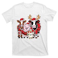 Cute Farm Animals Christmas Sweatshirt Santa Cow Pig Chicken Christmas T-Shirt