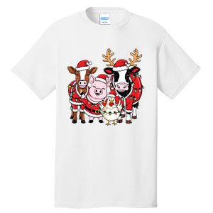 Cute Farm Animals Christmas Sweatshirt Santa Cow Pig Chicken Christmas Tall T-Shirt