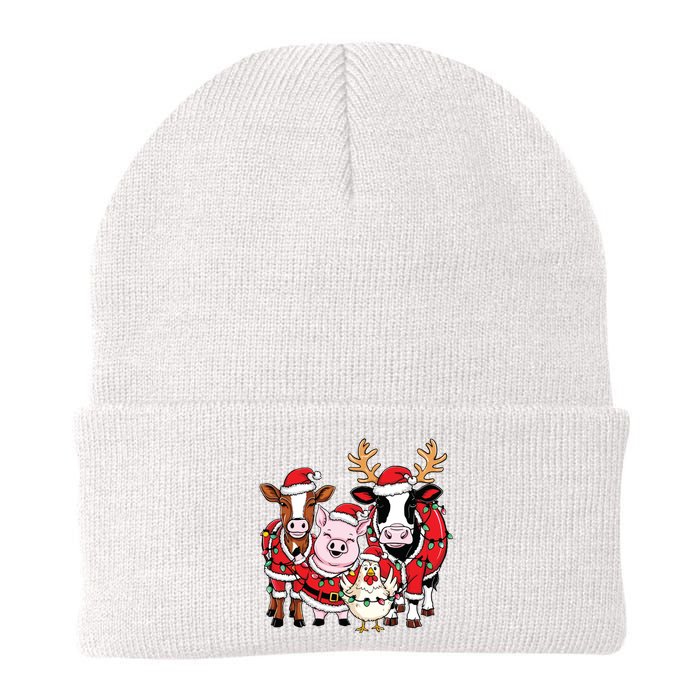 Cute Farm Animals Christmas Sweatshirt Santa Cow Pig Chicken Christmas Knit Cap Winter Beanie