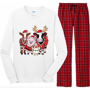 Cute Farm Animals Christmas Sweatshirt Santa Cow Pig Chicken Christmas Long Sleeve Pajama Set