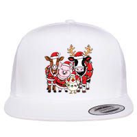 Cute Farm Animals Christmas Sweatshirt Santa Cow Pig Chicken Christmas Flat Bill Trucker Hat