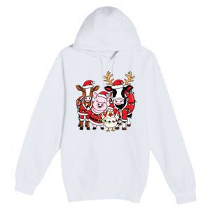 Cute Farm Animals Christmas Sweatshirt Santa Cow Pig Chicken Christmas Premium Pullover Hoodie