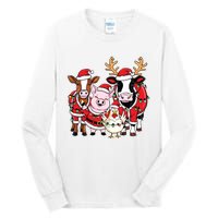 Cute Farm Animals Christmas Sweatshirt Santa Cow Pig Chicken Christmas Tall Long Sleeve T-Shirt