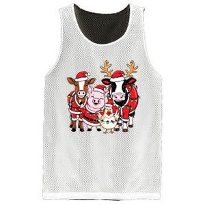 Cute Farm Animals Christmas Sweatshirt Santa Cow Pig Chicken Christmas Mesh Reversible Basketball Jersey Tank