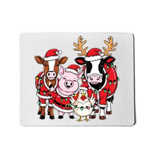 Cute Farm Animals Christmas Sweatshirt Santa Cow Pig Chicken Christmas Mousepad