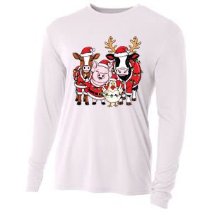 Cute Farm Animals Christmas Sweatshirt Santa Cow Pig Chicken Christmas Cooling Performance Long Sleeve Crew