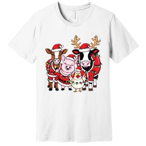 Cute Farm Animals Christmas Sweatshirt Santa Cow Pig Chicken Christmas Premium T-Shirt