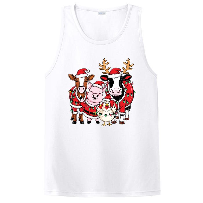 Cute Farm Animals Christmas Sweatshirt Santa Cow Pig Chicken Christmas PosiCharge Competitor Tank