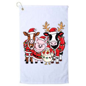 Cute Farm Animals Christmas Sweatshirt Santa Cow Pig Chicken Christmas Platinum Collection Golf Towel