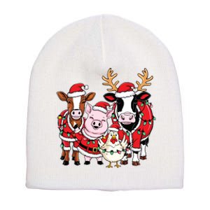 Cute Farm Animals Christmas Sweatshirt Santa Cow Pig Chicken Christmas Short Acrylic Beanie