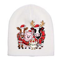 Cute Farm Animals Christmas Sweatshirt Santa Cow Pig Chicken Christmas Short Acrylic Beanie