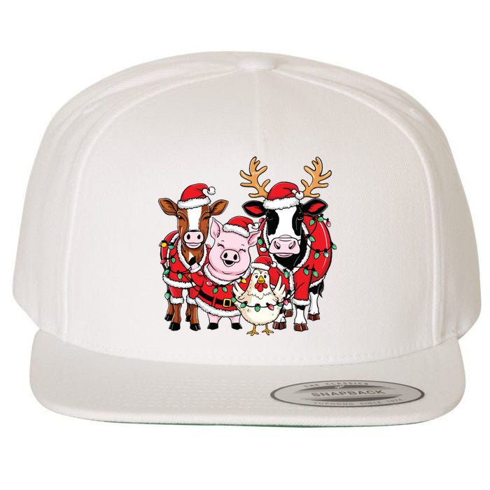 Cute Farm Animals Christmas Sweatshirt Santa Cow Pig Chicken Christmas Wool Snapback Cap