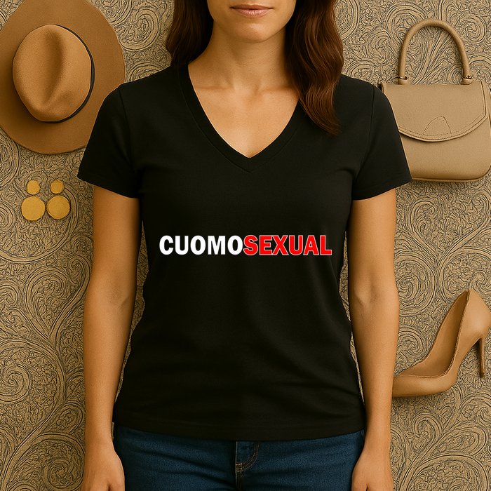 CuomoSexual Funny Anti Andrew Cuomo Women's V-Neck T-Shirt