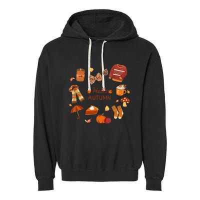 Cute Fall Autumn Little Things Retro Fall Hello Autumn Garment-Dyed Fleece Hoodie