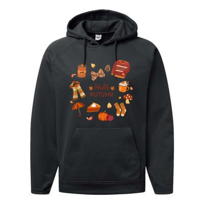 Cute Fall Autumn Little Things Retro Fall Hello Autumn Performance Fleece Hoodie