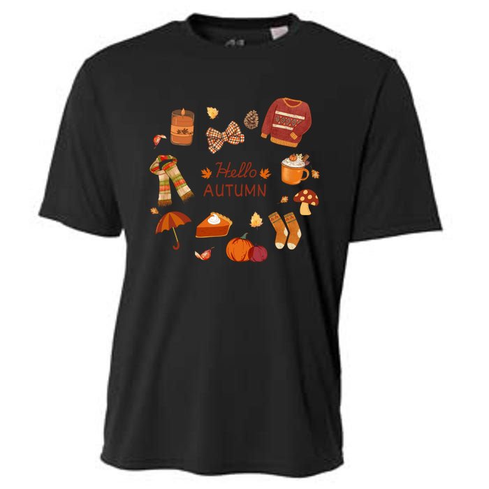 Cute Fall Autumn Little Things Retro Fall Hello Autumn Cooling Performance Crew T-Shirt