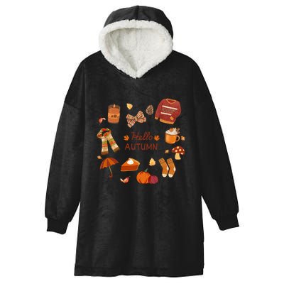 Cute Fall Autumn Little Things Retro Fall Hello Autumn Hooded Wearable Blanket
