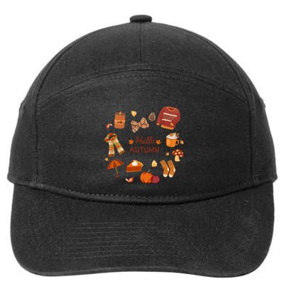 Cute Fall Autumn Little Things Retro Fall Hello Autumn 7-Panel Snapback Hat