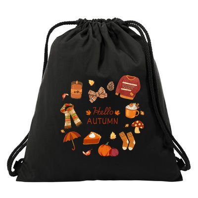Cute Fall Autumn Little Things Retro Fall Hello Autumn Drawstring Bag
