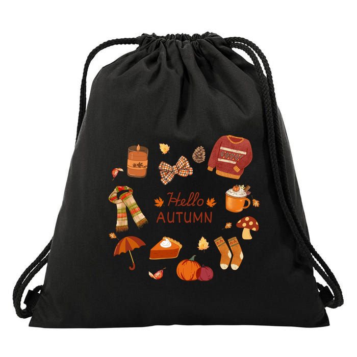 Cute Fall Autumn Little Things Retro Fall Hello Autumn Drawstring Bag