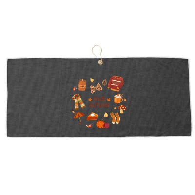Cute Fall Autumn Little Things Retro Fall Hello Autumn Large Microfiber Waffle Golf Towel