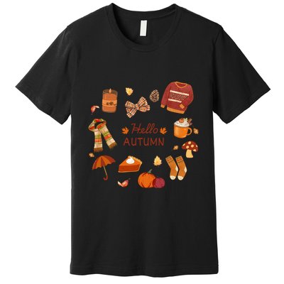 Cute Fall Autumn Little Things Retro Fall Hello Autumn Premium T-Shirt