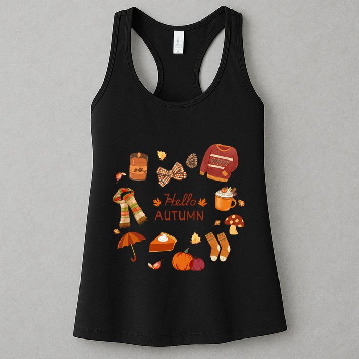 Cute Fall Autumn Little Things Retro Fall Hello Autumn Womens Tank Top