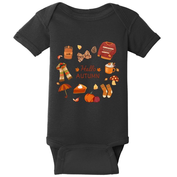 Cute Fall Autumn Little Things Retro Fall Hello Autumn Baby Bodysuit