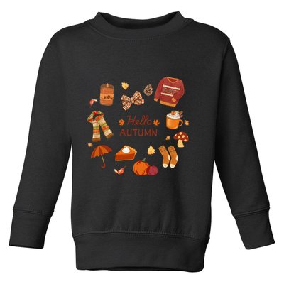 Cute Fall Autumn Little Things Retro Fall Hello Autumn Toddler Sweatshirt