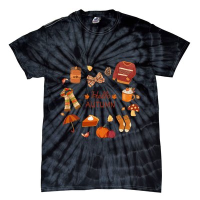 Cute Fall Autumn Little Things Retro Fall Hello Autumn Tie-Dye T-Shirt
