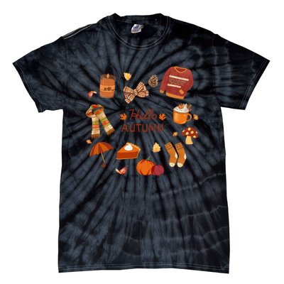 Cute Fall Autumn Little Things Retro Fall Hello Autumn Tie-Dye T-Shirt