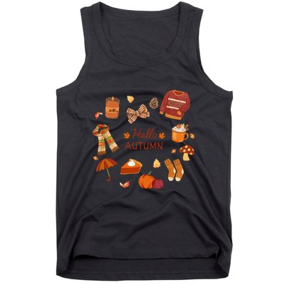 Cute Fall Autumn Little Things Retro Fall Hello Autumn Tank Top
