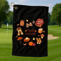 Cute Fall Autumn Little Things Retro Fall Hello Autumn Golf Towel