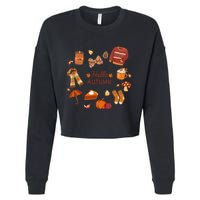 Cute Fall Autumn Little Things Retro Fall Hello Autumn Cropped Pullover Crew