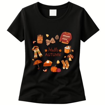 Cute Fall Autumn Little Things Retro Fall Hello Autumn Womens T-Shirt
