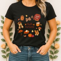 Cute Fall Autumn Little Things Retro Fall Hello Autumn Womens T-Shirt