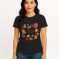 Cute Fall Autumn Little Things Retro Fall Hello Autumn Womens T-Shirt
