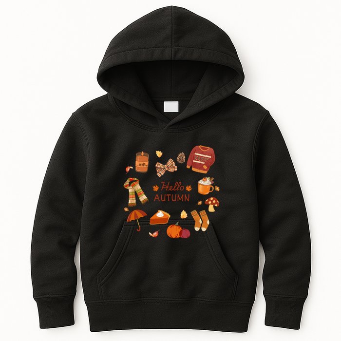 Cute Fall Autumn Little Things Retro Fall Hello Autumn Kids Hoodie