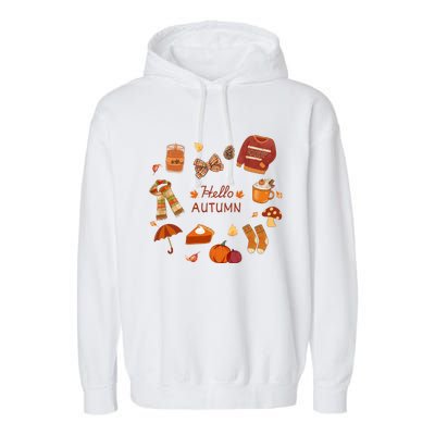 Cute Fall Autumn Little Things Retro Fall Hello Autumn Garment-Dyed Fleece Hoodie