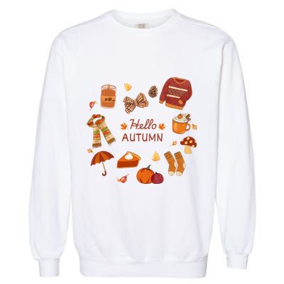 Cute Fall Autumn Little Things Retro Fall Hello Autumn Garment-Dyed Sweatshirt