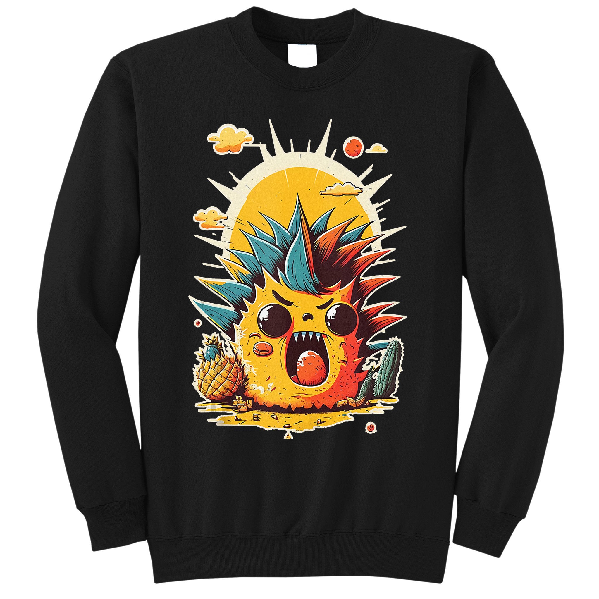 Cute Funny Angry Cartoon Pineapple Tank Top Sweatshirt