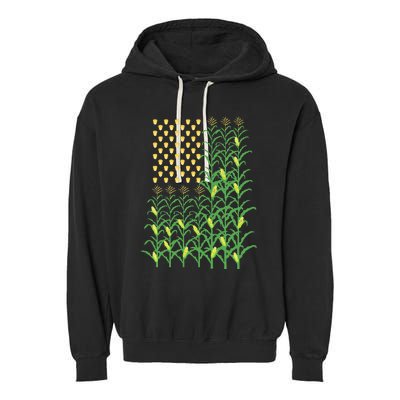 Corn Farmer American Flag Crop Farmers Farm Farming Gift Garment-Dyed Fleece Hoodie