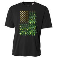 Corn Farmer American Flag Crop Farmers Farm Farming Gift Cooling Performance Crew T-Shirt