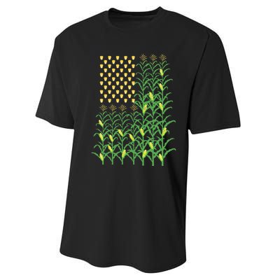 Corn Farmer American Flag Crop Farmers Farm Farming Gift Performance Sprint T-Shirt