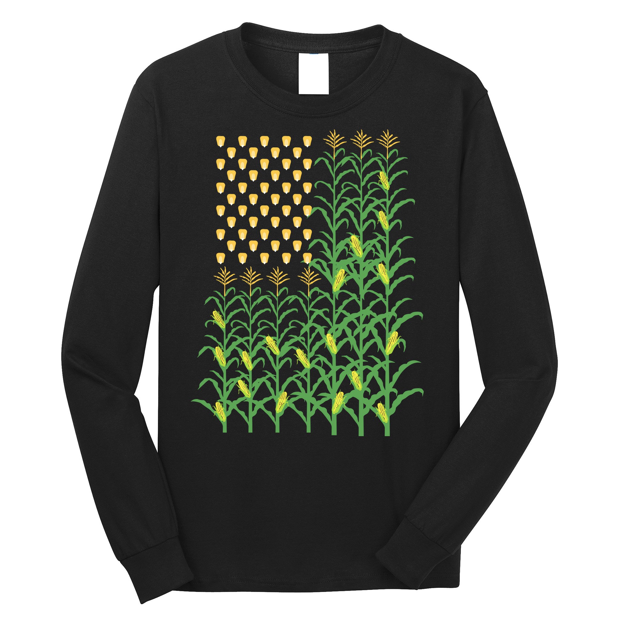 Corn Farmer American Flag Crop Farmers Farm Farming Gift Long Sleeve Shirt