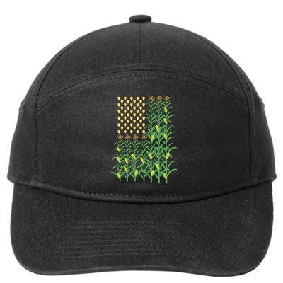 Corn Farmer American Flag Crop Farmers Farm Farming Gift 7-Panel Snapback Hat