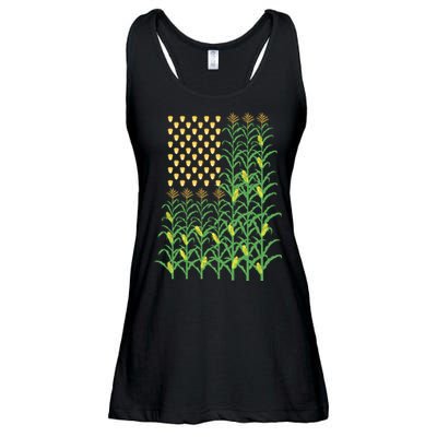 Corn Farmer American Flag Crop Farmers Farm Farming Gift Ladies Essential Flowy Tank