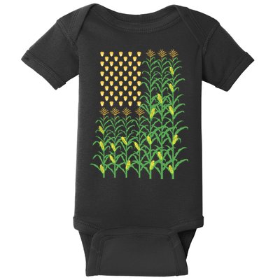 Corn Farmer American Flag Crop Farmers Farm Farming Gift Baby Bodysuit