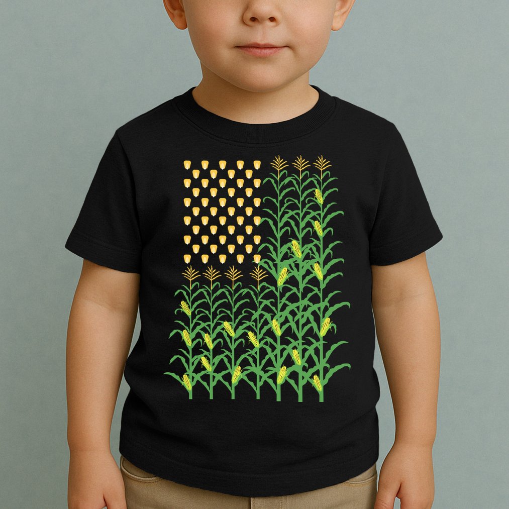 Corn Farmer American Flag Crop Farmers Farm Farming Gift Toddler T-Shirt