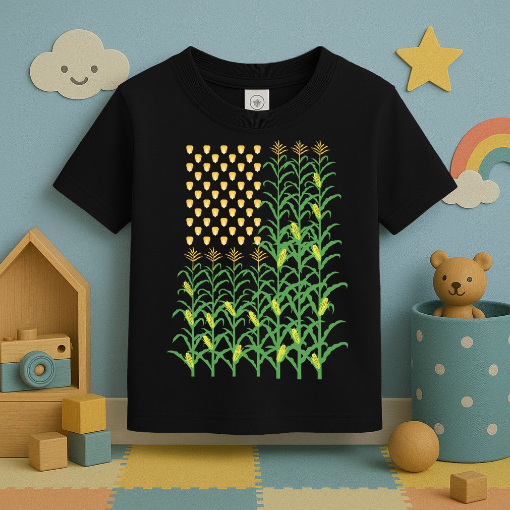 Corn Farmer American Flag Crop Farmers Farm Farming Gift Toddler T-Shirt